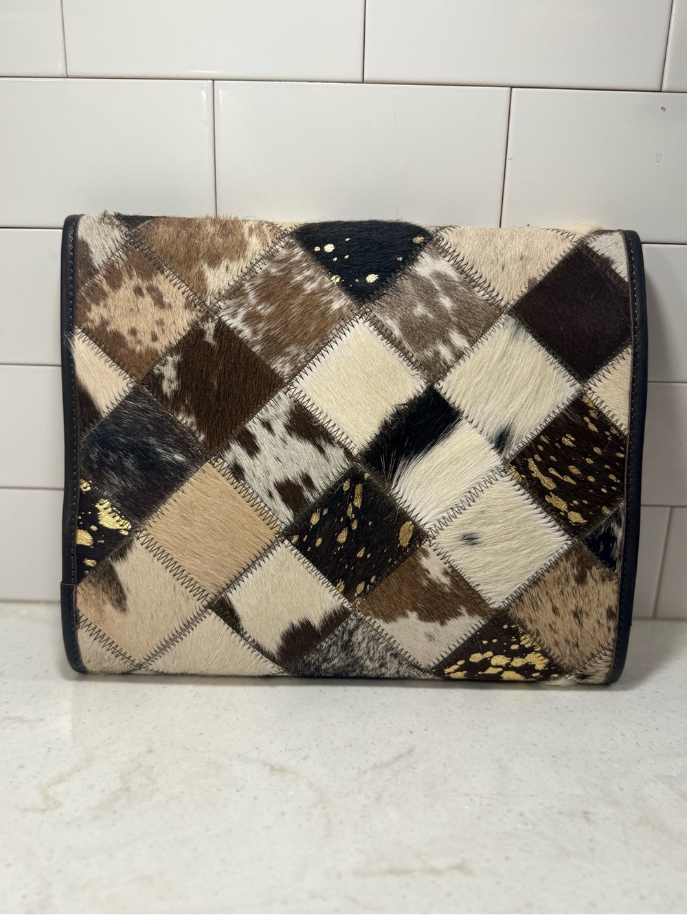 Brown Cowhide Patch Travel Bag - Picture 8 of 8
